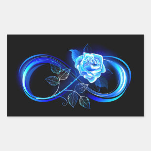 Sticker Rectangulaire Infini lumineux avec rose bleue