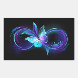 Sticker Rectangulaire Infinité brillante avec papillon magique