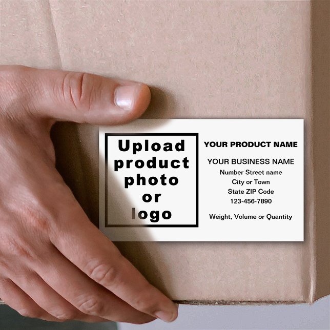 Sticker Rectangulaire Information minimale sur le produit commercial bla (Business product white rectangle sticker on box.)