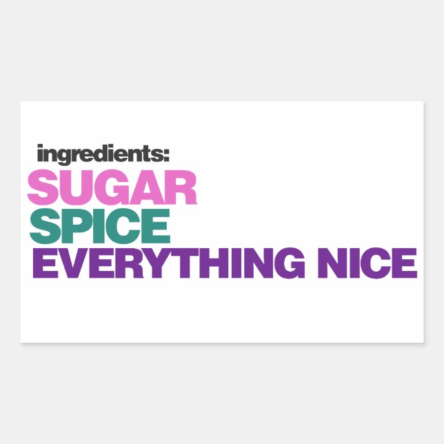 Sticker Rectangulaire Ingrédients de fille (Devant)