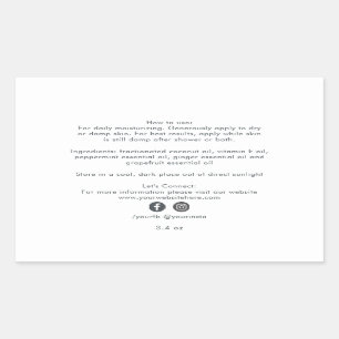 Sticker Rectangulaire Ingrédients de produits de beauté biologiques pour