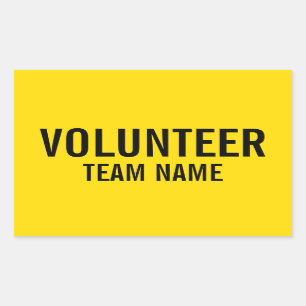 Sticker Rectangulaire Insigne volontaire jaune avec nom d'équipe person