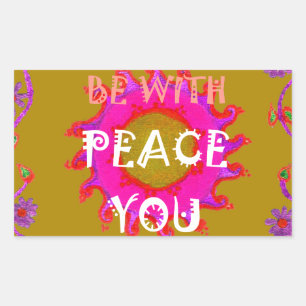 Sticker Rectangulaire Inspiration "Peace Be With You" Vector Design