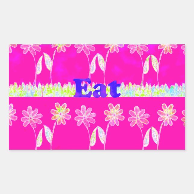 Sticker Rectangulaire Inspirational Love Manger Jouer Flower Design (Devant)