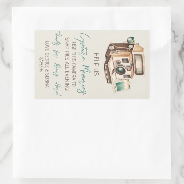 Sticker Rectangulaire Instructions d'utilisation de l'appareil photo jet (Sac)