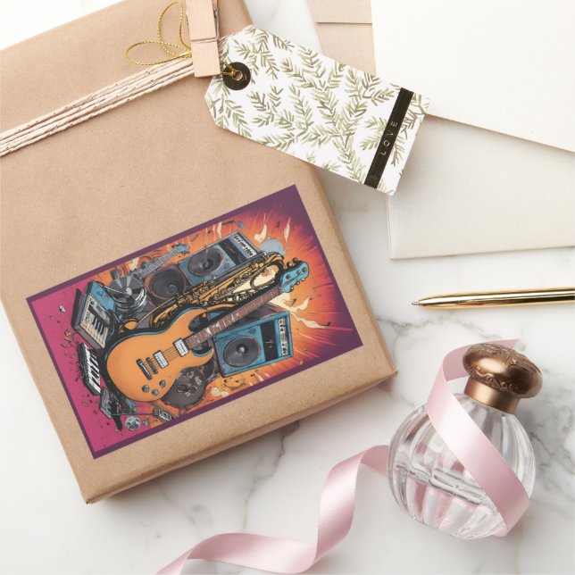 Sticker Rectangulaire Instruments de musique (Cadeaux)