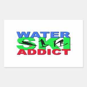 Sticker Rectangulaire Intoxiqué de ski d'eau
