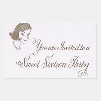 Sticker Rectangulaire Invitation du parti Sweet sixteen rétro