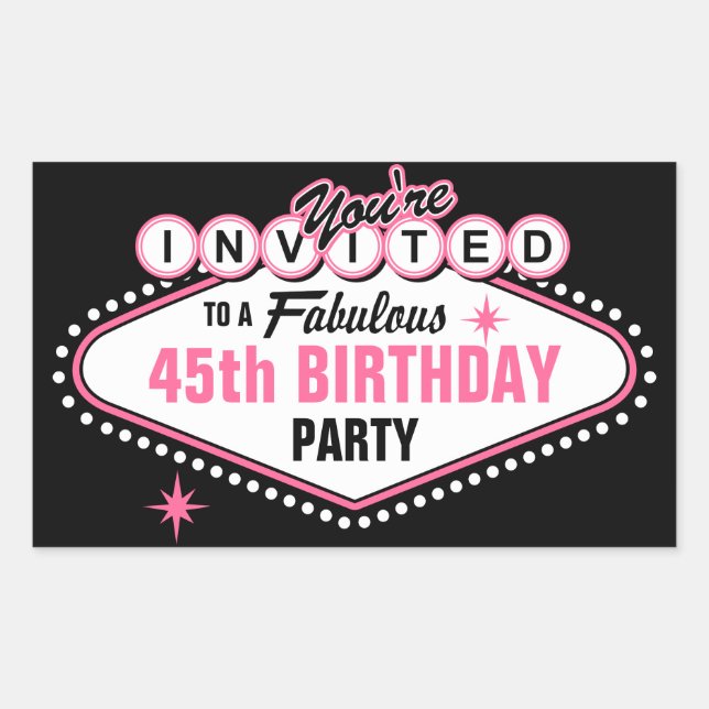 Sticker Rectangulaire Invitation rose de Las Vegas (Devant)