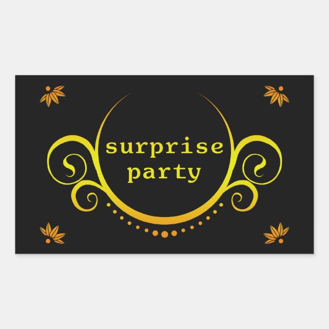 Sticker Rectangulaire invitation surprise élégante (Devant)