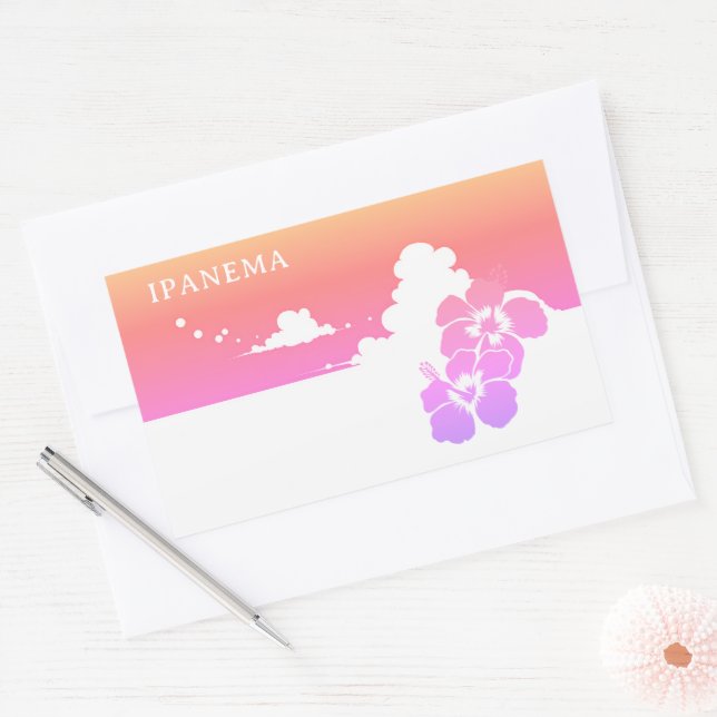 Sticker Rectangulaire IPANEMA Hibiscus Blue Sky Rectangle (Enveloppe)