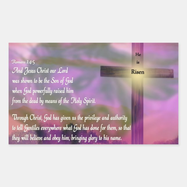 Sticker Rectangulaire Is Risen - Religious Easter Bible Verse (Devant)