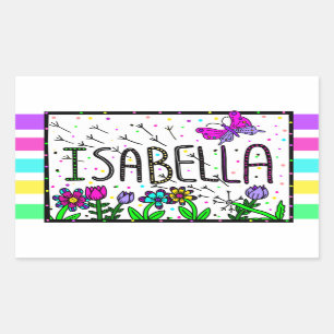 Sticker Rectangulaire Isabella - Le Nom Isabella Dessin Whimsical