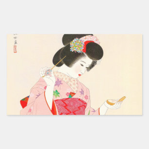 Sticker Rectangulaire Ito Shinsui composent la dame japonaise de geisha