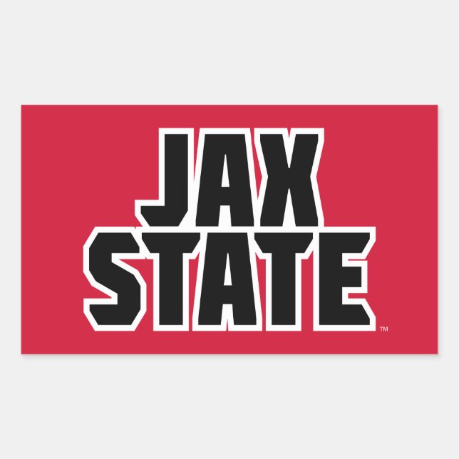 Sticker Rectangulaire Jacksonville State University JAX STATE Bold Text (Devant)