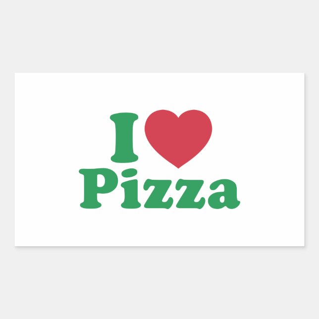 Sticker Rectangulaire J'adore la pizza (Devant)