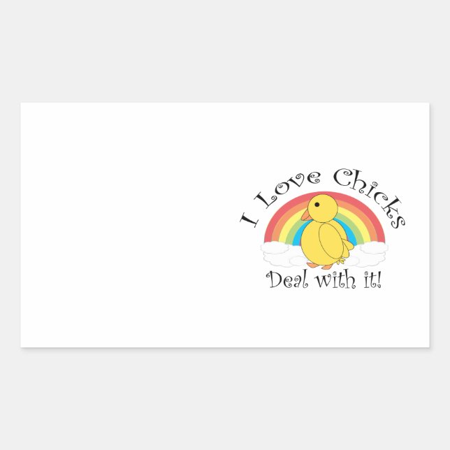 Sticker Rectangulaire J'adore les poussins s'en occupent (Devant)