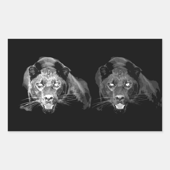 Sticker Rectangulaire Jaguar noir et blanc (Devant)