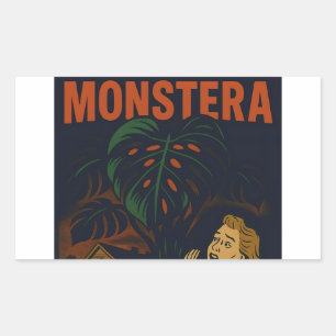 Sticker Rectangulaire J'ai créé une plante monstre rétro-horreur