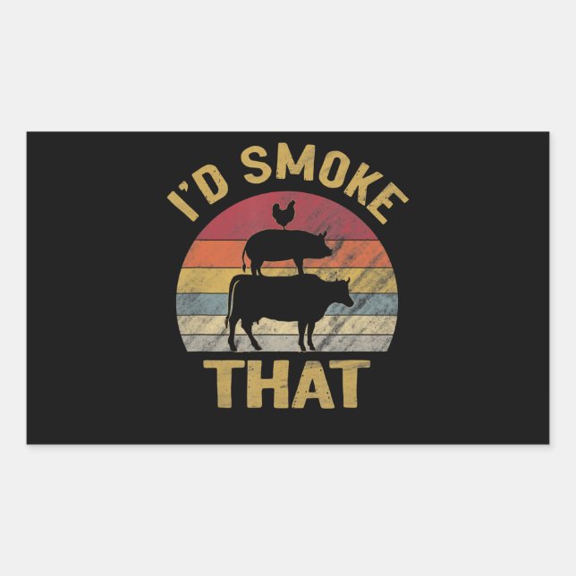 Sticker Rectangulaire J'Ai Fumé Que BBQ Viande Fumeur Grill Cadeau (Devant)