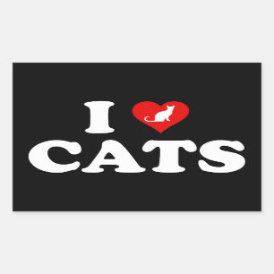 Sticker Rectangulaire J'aime (Cœur) les chats