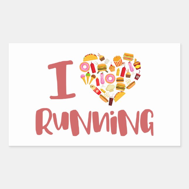 Sticker Rectangulaire J'Aime Courir (Pour La Nourriture) (Devant)