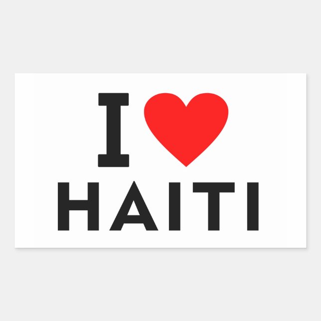 Sticker Rectangulaire J'aime Haïti pays comme Voyage cardiaque système d (Devant)
