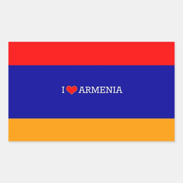 Sticker Rectangulaire J'aime l'Arménie (Devant)