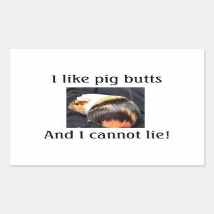 Sticker Rectangulaire J'aime l'autocollant porcin de bouts