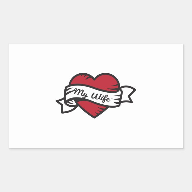 Sticker Rectangulaire J'Aime Le Tatouage De Ma Femme (Devant)