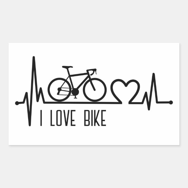 Sticker Rectangulaire J'aime le vélo (Devant)