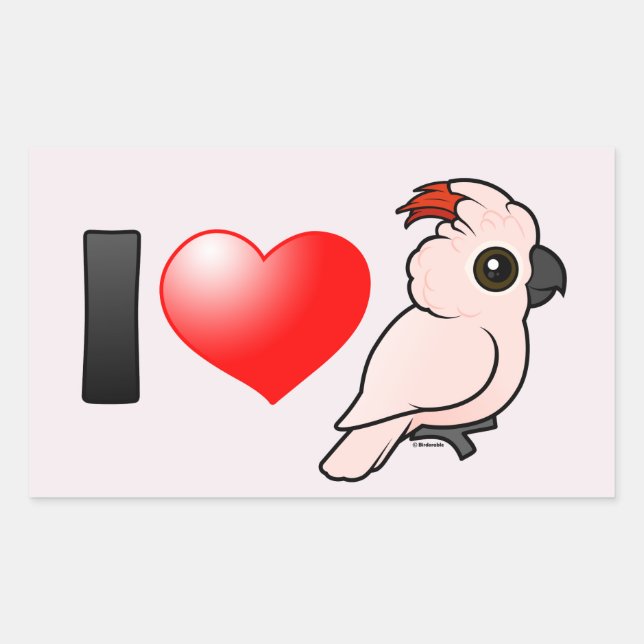 Sticker Rectangulaire J'aime les cacatoès moluquois (Devant)