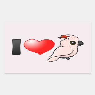 Sticker Rectangulaire J'aime les cacatoès moluquois