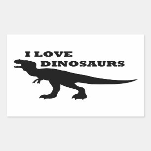 Sticker Rectangulaire J'Aime Les Dinosaures !