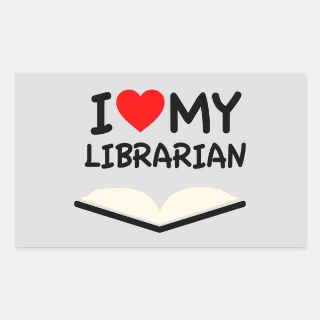 Sticker Rectangulaire J'aime ma bibliothécaire (Devant)