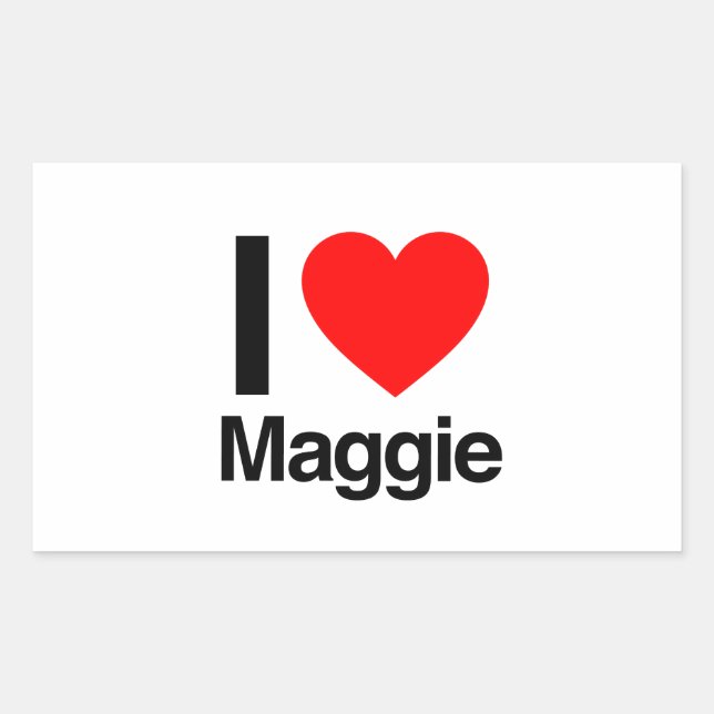 Sticker Rectangulaire j'aime maggie (Devant)