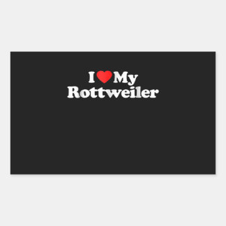 Sticker Rectangulaire J'aime mon rottweiler