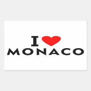 Sticker Rectangulaire J'aime Monaco pays comme voyage de coeur tourisme