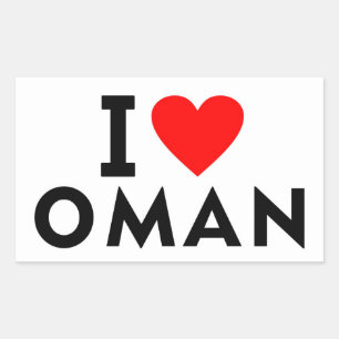 Sticker Rectangulaire J'aime Oman pays comme voyage de coeur tourisme