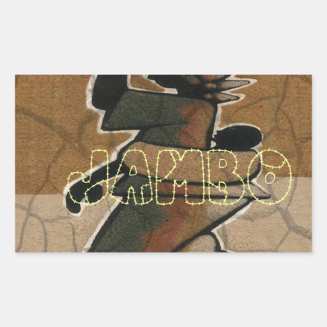 Sticker Rectangulaire Jambo Habari Hakuna Matata. (Devant)