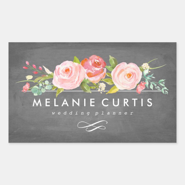 Sticker Rectangulaire Jardin de roses Tableau craie Entreprise florale (Devant)