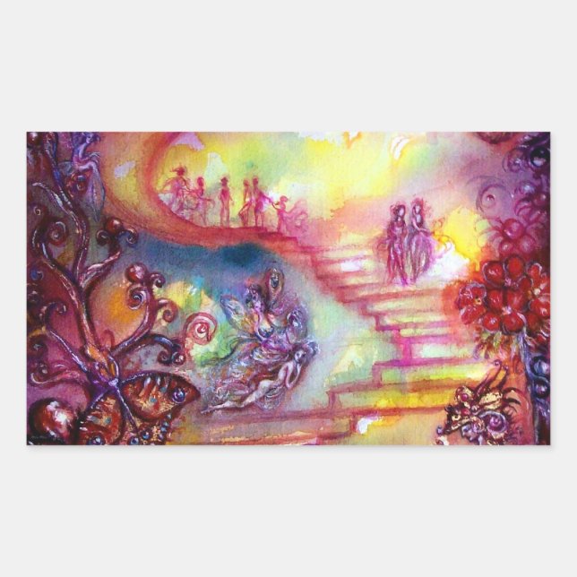 STICKER RECTANGULAIRE JARDIN DES OMBRES PERDUES / ESCALIERS MYSTIQUES (Devant)