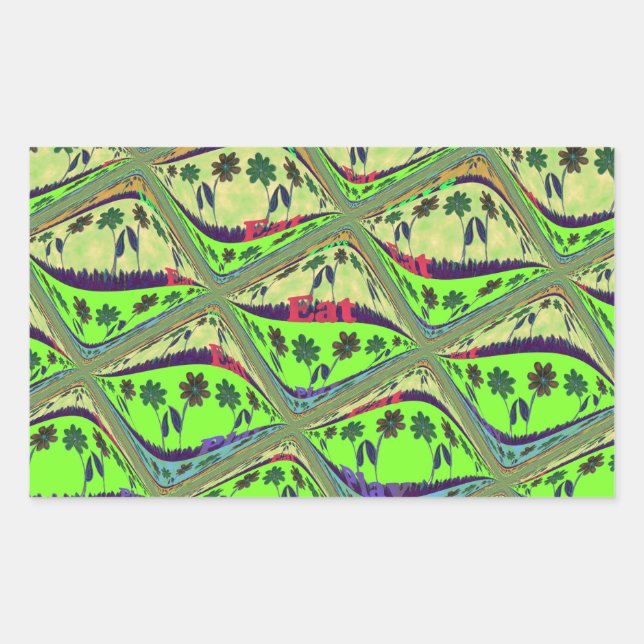 Sticker Rectangulaire Jardin Éclectique Enchantant À damiers Beauté Flor (Devant)