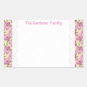 Sticker Rectangulaire Jardin romantique Fleur de géranium rose sur n'imp