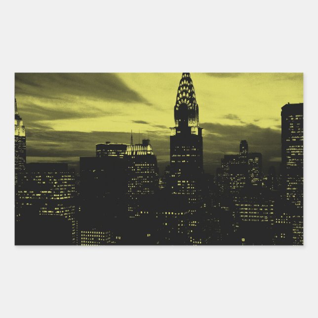 Sticker Rectangulaire Jaune pointu Noir New York City (Devant)