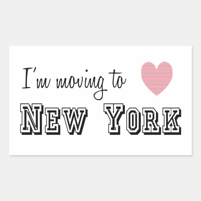 Sticker Rectangulaire Je déménage à New York (Devant)