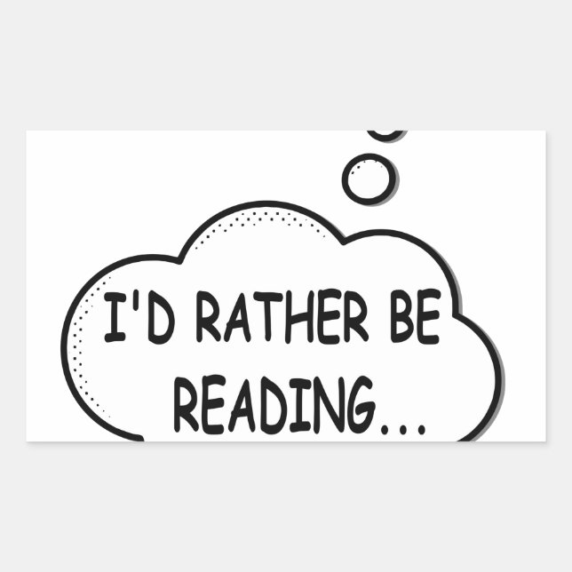 Sticker Rectangulaire Je préfère lire (Devant)