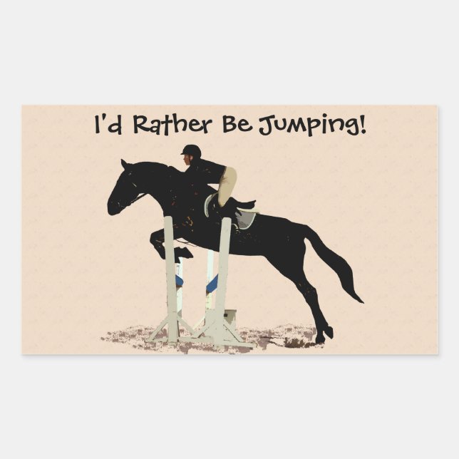 Sticker Rectangulaire Je Préférerais Sauter ! Cheval (Devant)