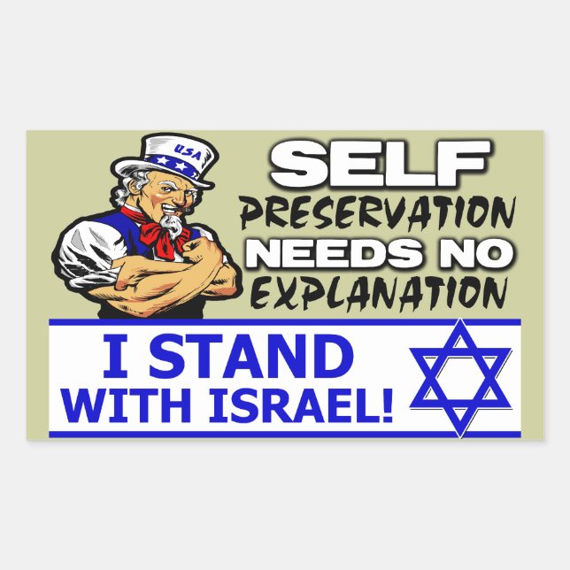 Sticker Rectangulaire Je Suis Avec Israël ! (Devant)