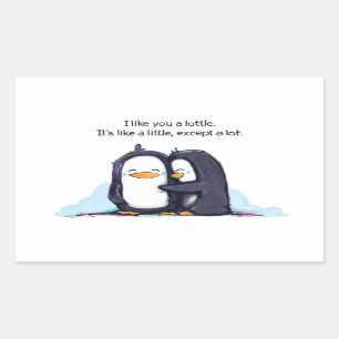Sticker Rectangulaire Je t'aime un lottle Penguins - Sticker!